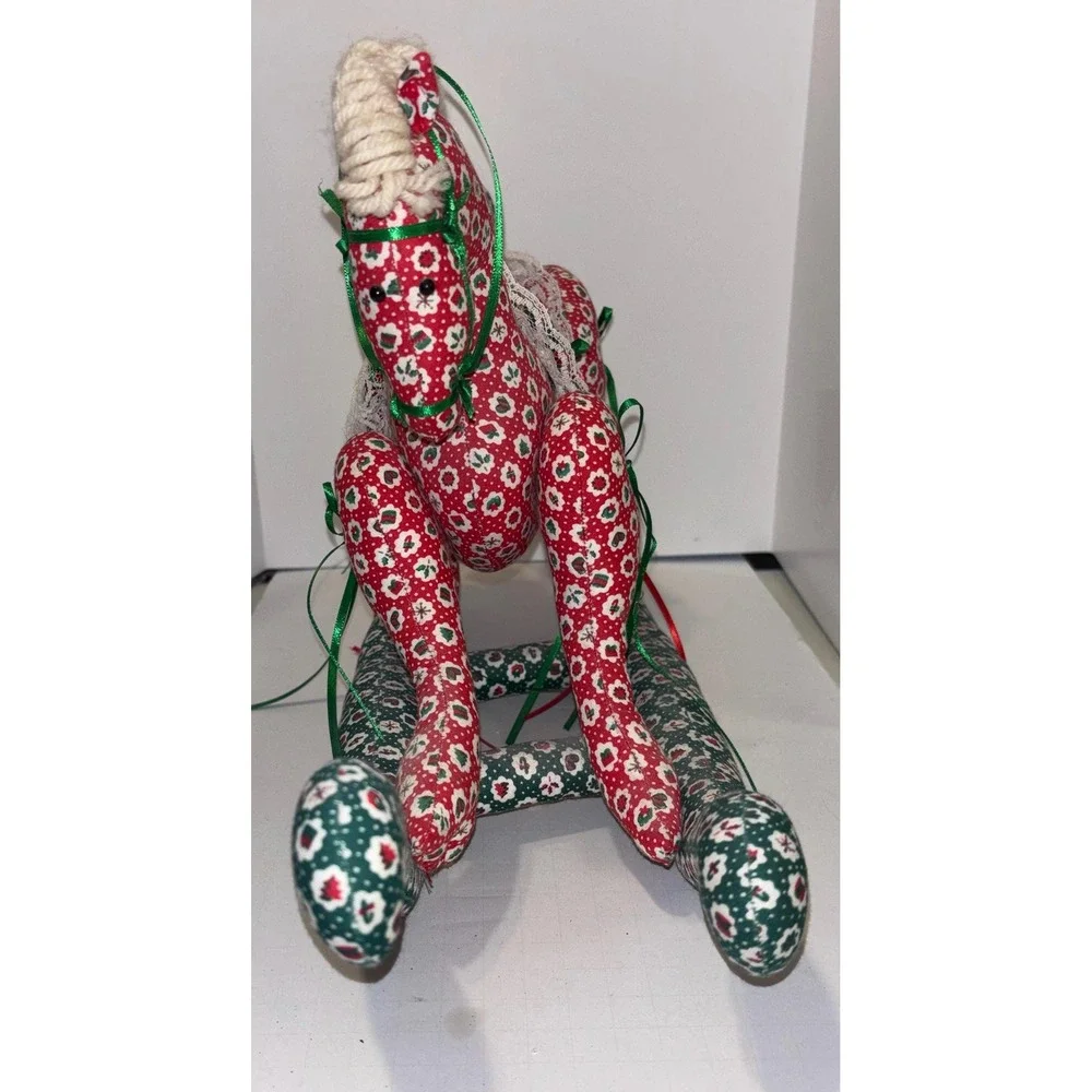 Vintage Quilted Christmas Rocking Horse 12